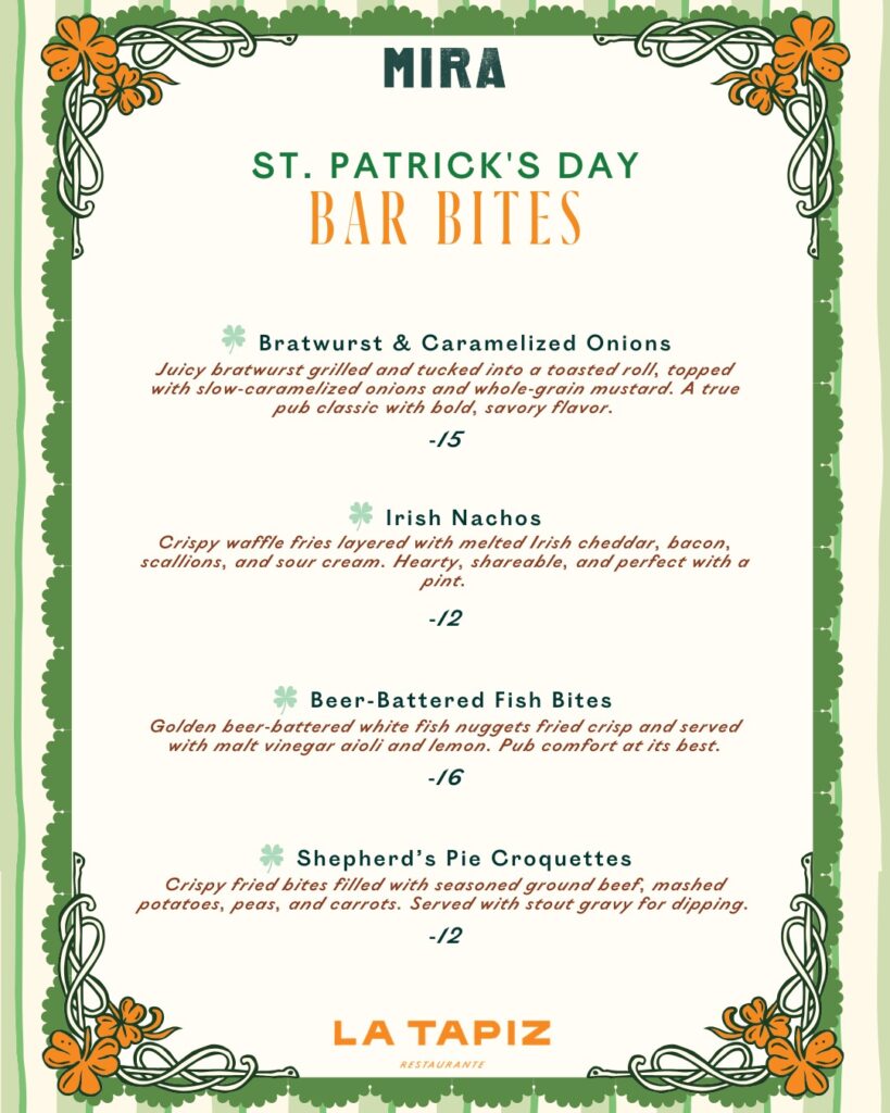 St. Patricks day menu